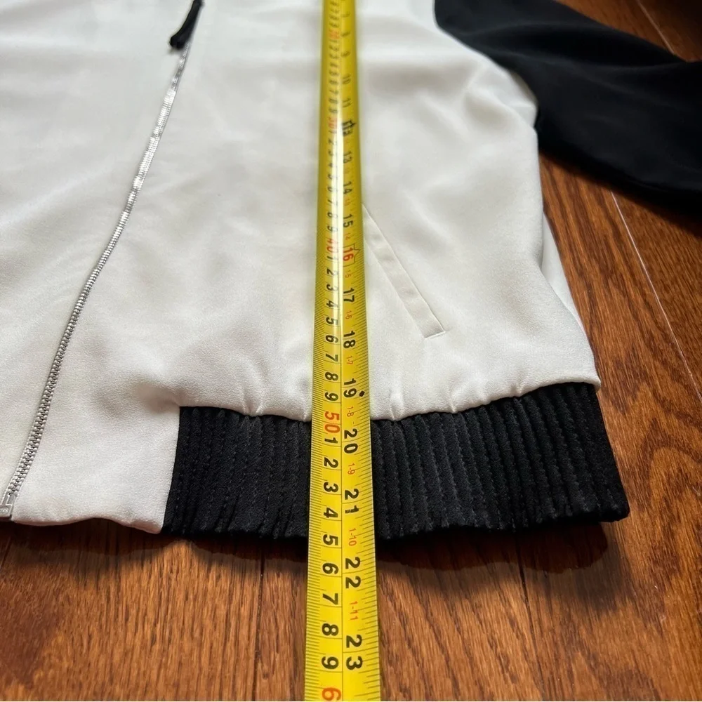 Aritzia Babaton Blouson Bomber Crepe Zip Up Jacket Black White - Size S - Picture 14 of 15